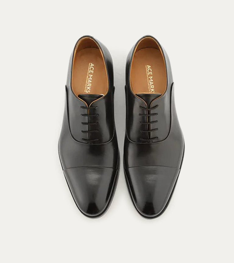 Cap Toe Oxford Black Antique - Ace Marks