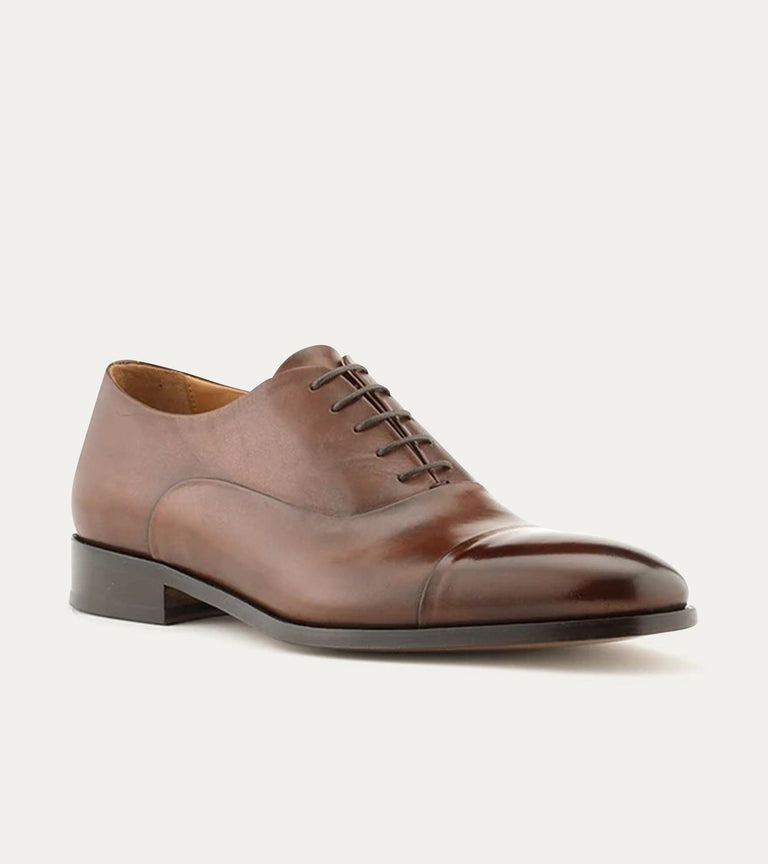 Cap Toe Oxford Brown Antique Leather - Ace Marks