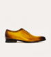 Golden brown men's Italian leather wholecut lace-up dress shoe.
