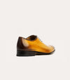 Golden brown men's Italian leather wholecut lace-up dress shoe.