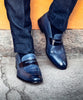 Penny Loafer Avio Antique And Black Leather - Ace Marks