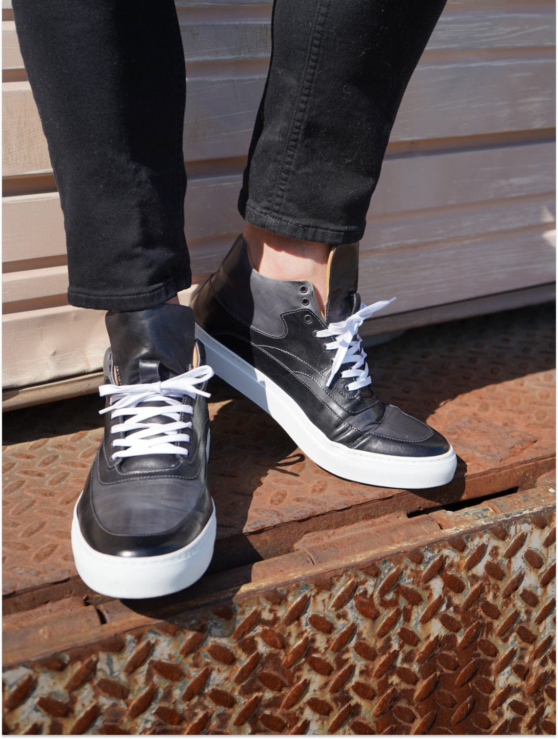 Casual Shoe High Top Dress Sneakers in Black & Grey Smoke D (Medium) / 12 Casual Shoe High Top Dress Sneakers in Black & Grey Smoke D (Medium) / 12