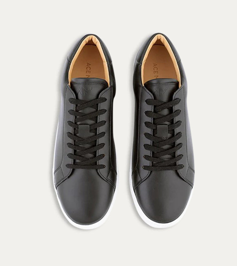 Dress Sneaker In Black Leather - Ace Marks