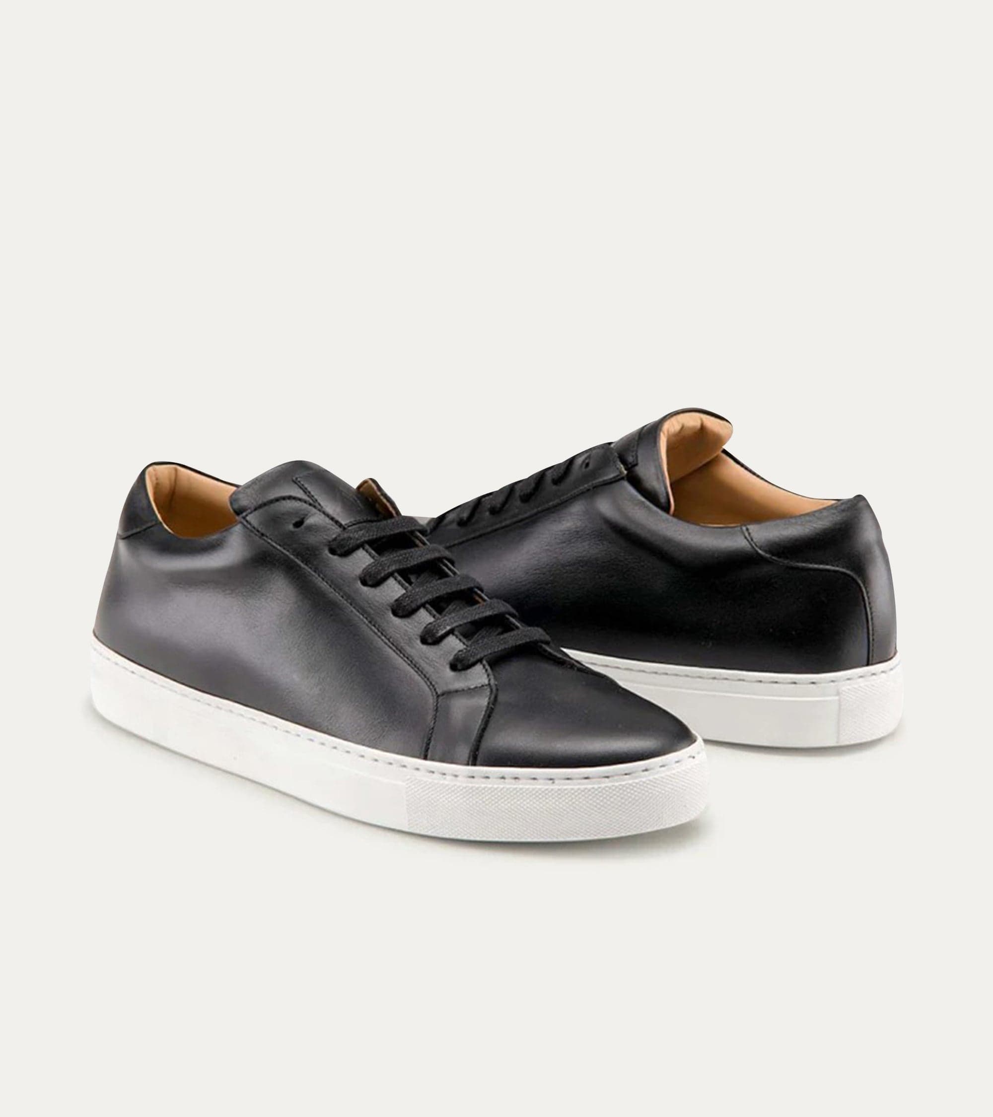 Casual Shoe Dress Sneakers Black With White Outsole Ace Marks Casual Shoe Dress Sneakers Black With White Outsole Ace Marks