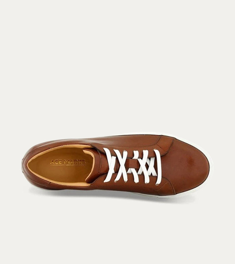 Dress Sneakers In Brown With White Outsole - Ace Marks