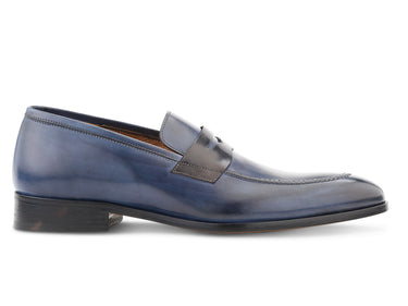 blue italian loafer shoe