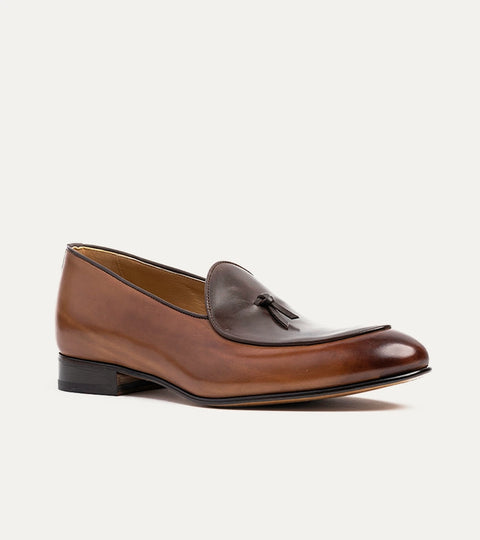 Giani Belgian Loafer in Cuoio Nicol & Dk. Brown