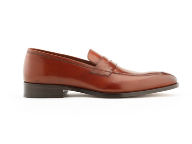 brown leather italian loafer shoe