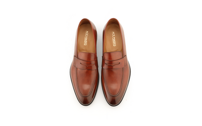 acemarks brown leather italian loafer shoe