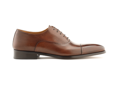 brown cap toe oxford italian shoe