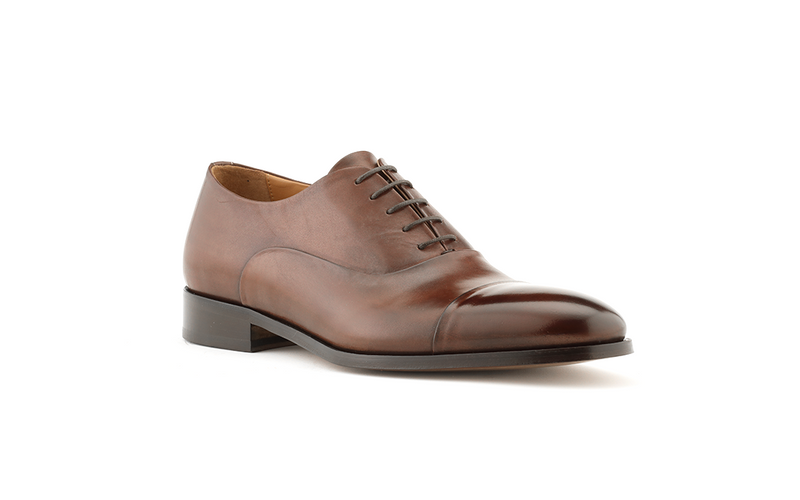brown cap toe oxford italian dress shoe