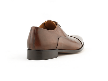 brown cap toe classic oxford italian shoe