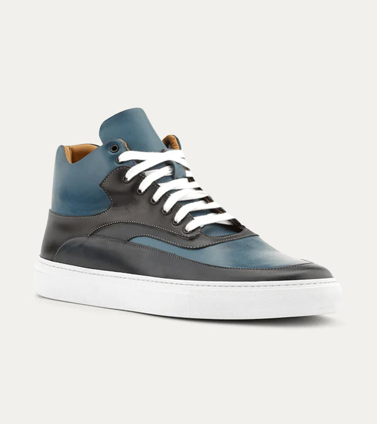 High Top Sneakers In Dk Blue & Cobalt - Ace Marks