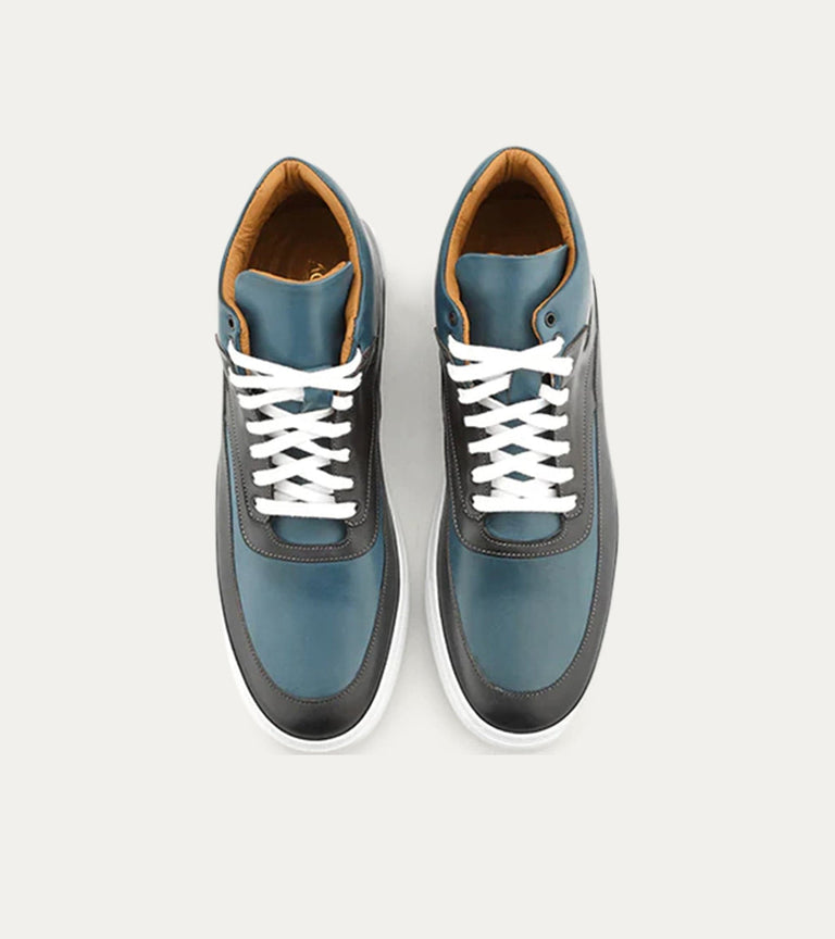 High Top Sneakers In Dk Blue & Cobalt - Ace Marks