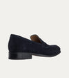 Men's navy blue Italian suede leather penny loafer dress shoes