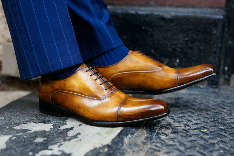 The Cagney II Stitched Cap-Toe Oxford - Tobacco - Ace Marks