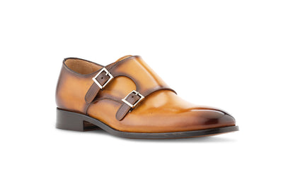 dress italian monkstrap in bourbon leather