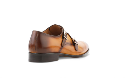 luxury italian monkstrap in bourbon leather