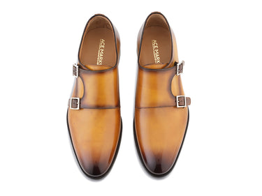 acearks italian monkstrap in bourbon leather