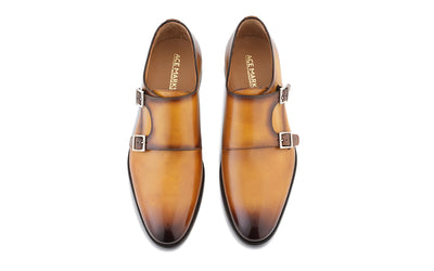 acearks italian monkstrap in bourbon leather