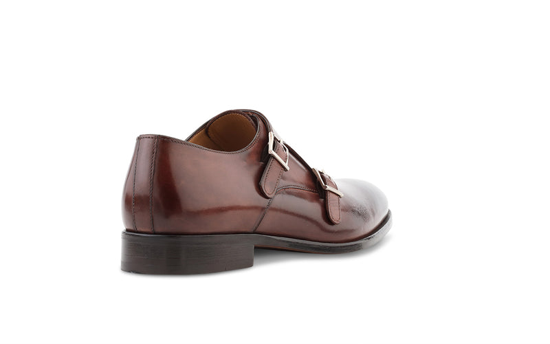 brown antique italian monkstrap shoe