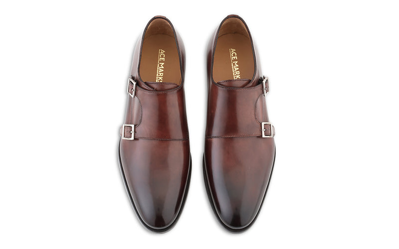 acemarks brown italian monkstrap shoe