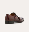 Men's dark brown Italian leather double monkstrap dress shoes.