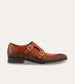 Men's brown Italian leather double monkstrap dress shoes.