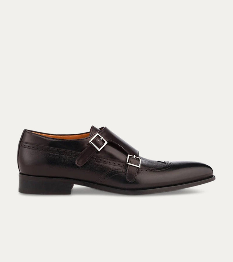 Liam Wingtip Monkstrap in Black St. Noma - Ace Marks