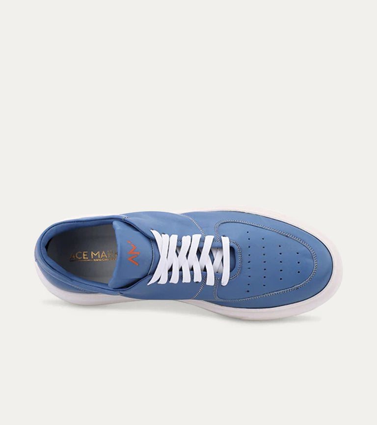 Lightweight Travel Sneaker in Blue Leather - Ace Marks