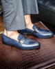 Penny Loafer Avio Antique And Black Leather - Ace Marks