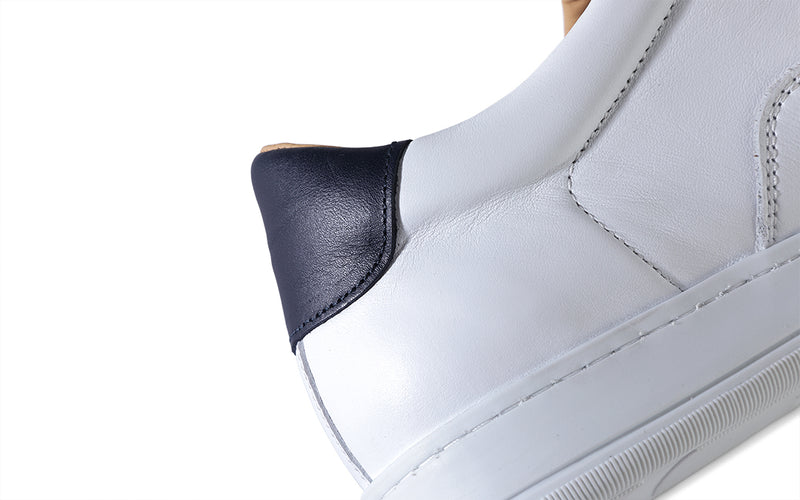 Dress Sneakers in White and Navy - Ace Marks