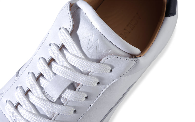 Dress Sneakers in White and Navy - Ace Marks