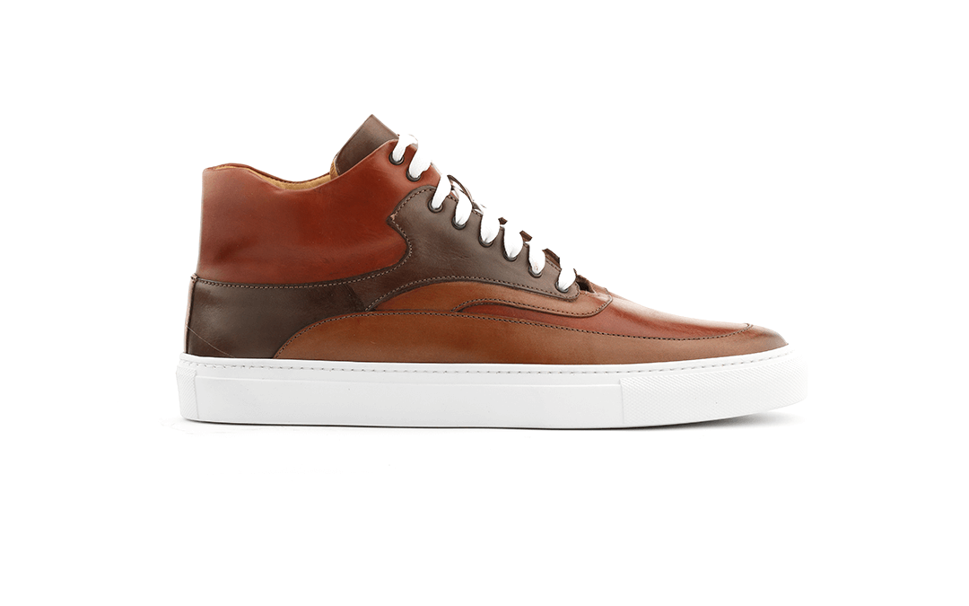 brown leather dress sneaker white sole