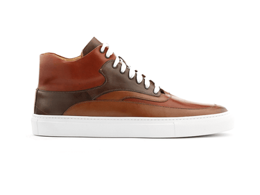 brown leather dress sneaker white sole