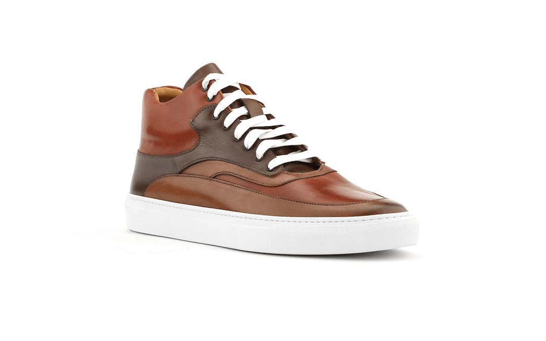 High Top Dress Sneakers In Cuoio Cognac Ace Marks