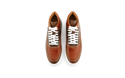 brown leather dress sneaker white sole