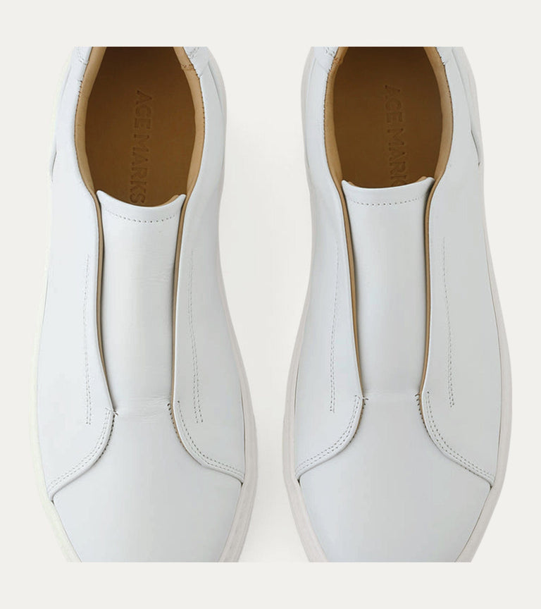 Misto Slip-On Sneaker In White Leather - Ace Marks