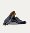 Dark Grey and Blue Antique Leather Lace-Up Dress Shoe