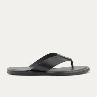 Oceanio Thong Sandals In Black Leather - Ace Marks