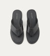 Oceanio Thong Sandals In Black Leather - Ace Marks