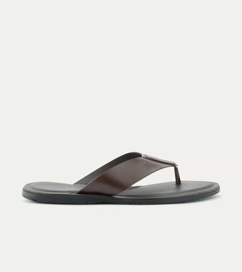 Oceanio Thong Sandals In Brown Leather - Ace Marks