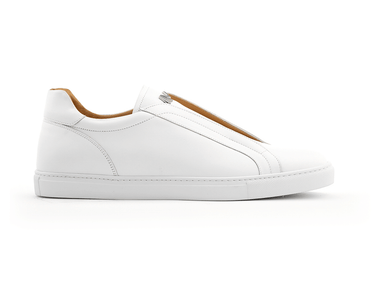 elastic slip on dress sneaker in white