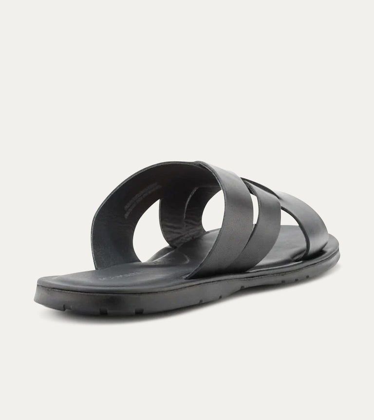 Sandalo Leather Slide Sandals In Black - Ace Marks