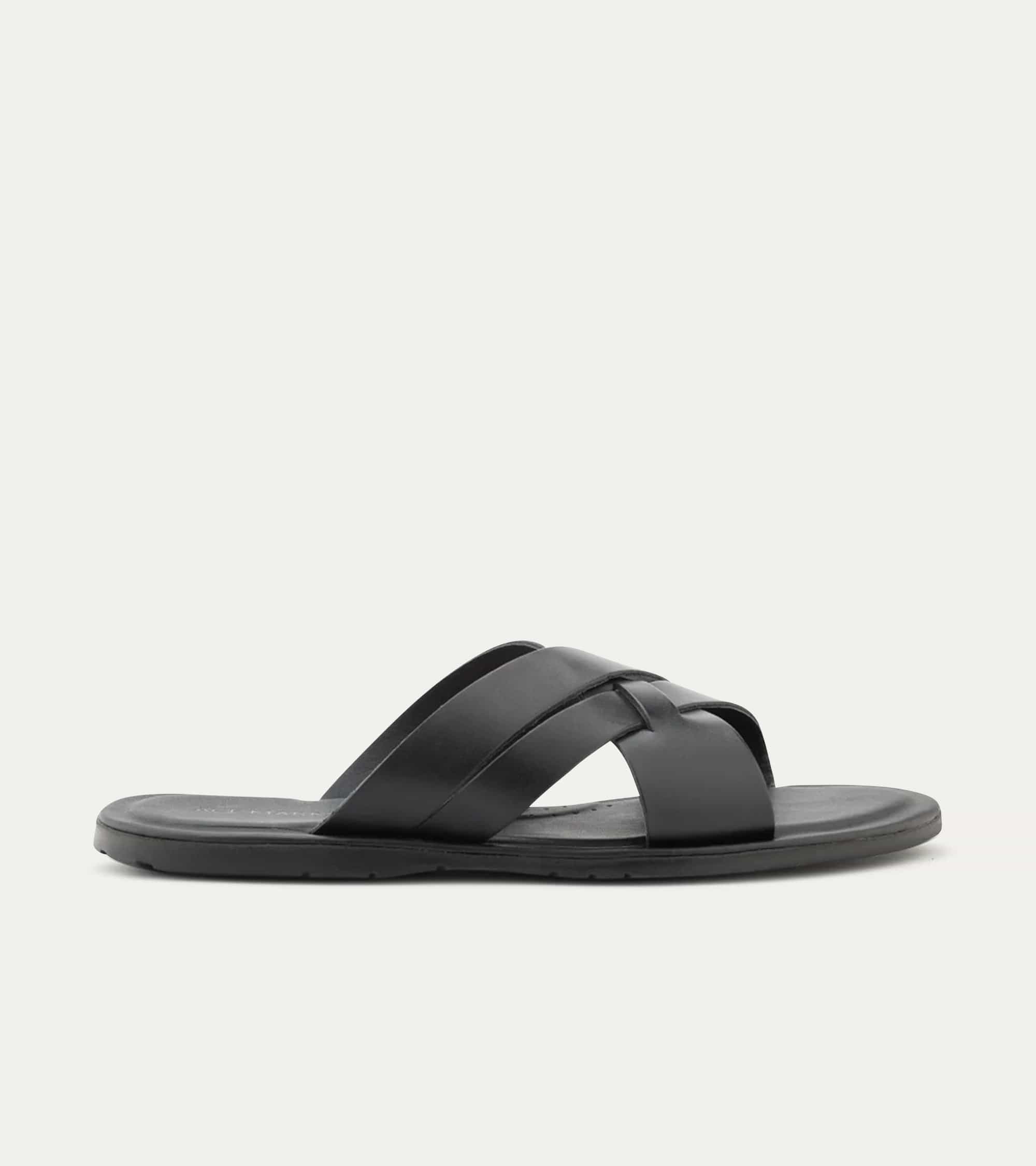 Sandalo Leather Slide Sandals In Black - Ace Marks