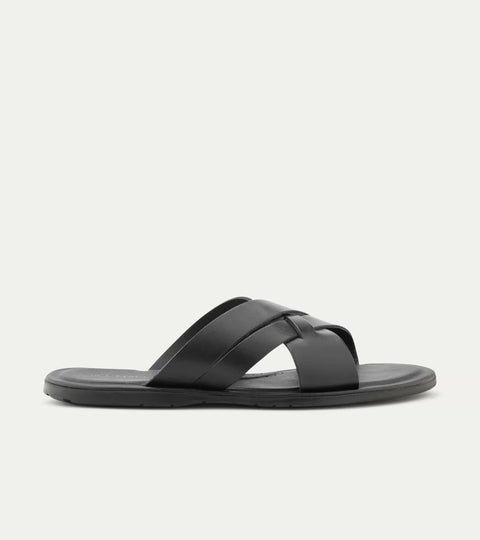 Sandalo Leather Slide Sandals In Black - Ace Marks