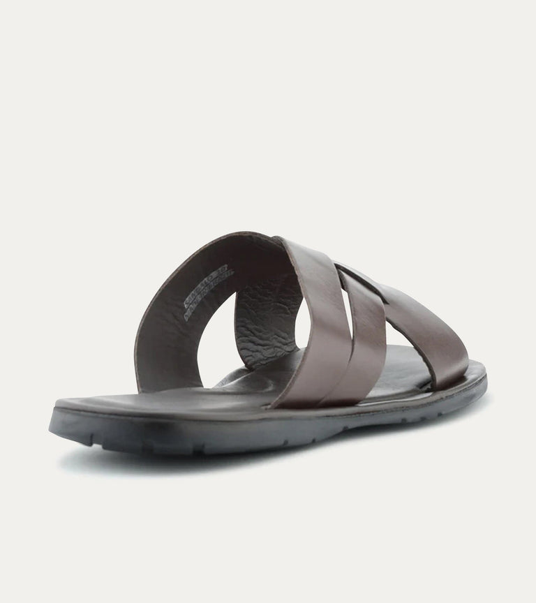 Sandalo Leather Slide Sandals In Brown - Ace Marks