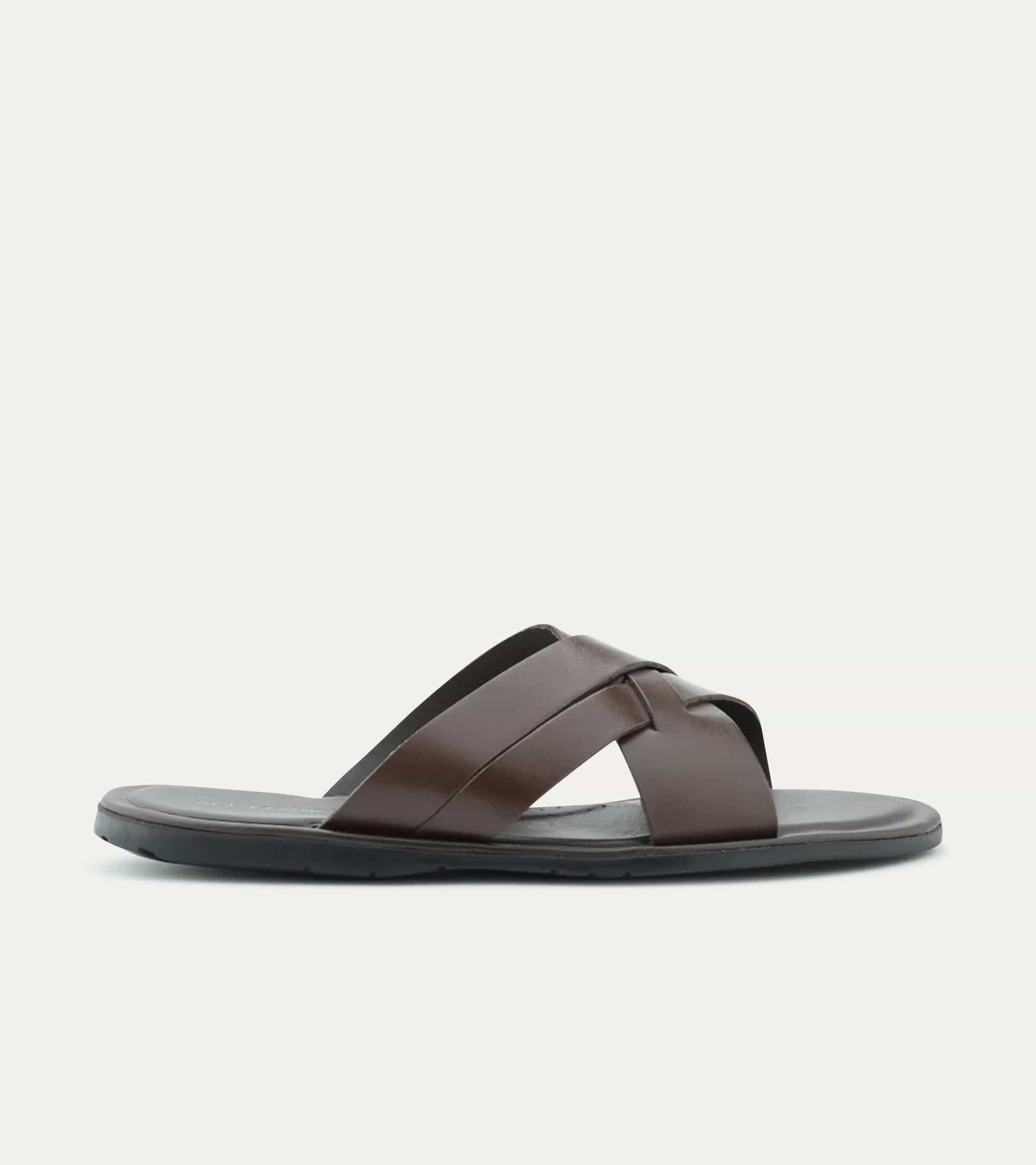 Sandalo Leather Slide Sandals In Brown - Ace Marks
