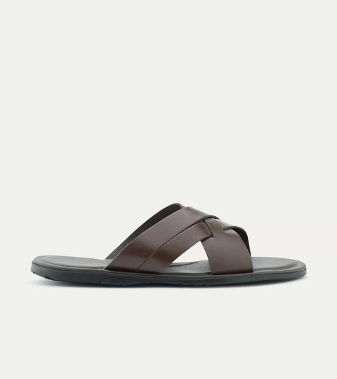 Sandalo Leather Slide Sandals In Brown - Ace Marks