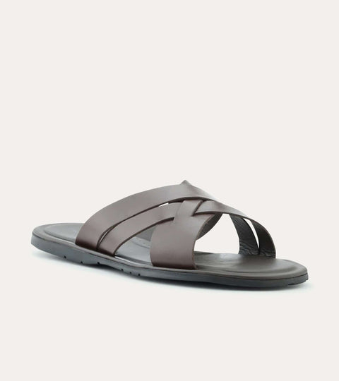 Sandalo Leather Slide Sandals In Brown - Ace Marks